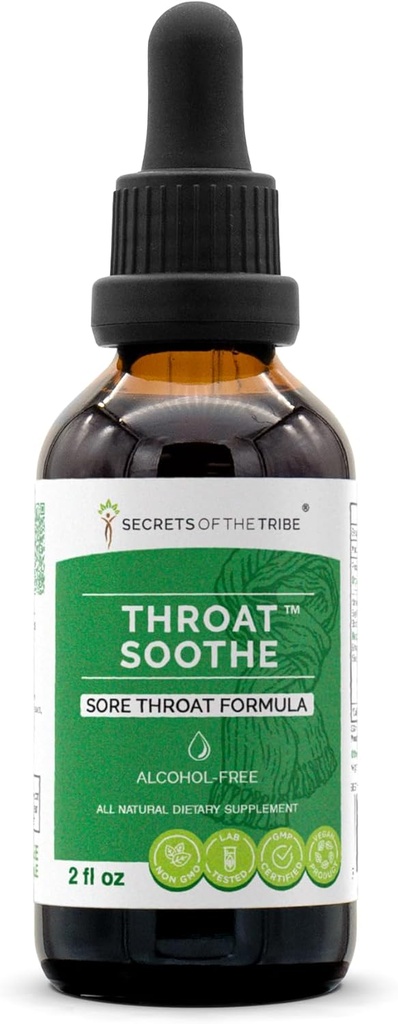 Extracto sin alcohol, gotas herbales de alta potencia, Tintura hecha de Tintura, Licorice, Elm resbaladizo, Marshmallow, Sage, Echinacea, Elderberry. Sore Throat Formula 2 oz