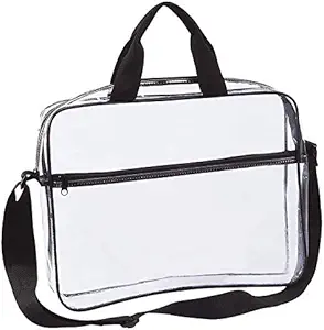 Portafolio claro Bolsa de Mensajería con Manijas Trabajo Document Storage Holder Transparent Travel File Organizer with Front Zipper Pouch " Pen Pocket On Side