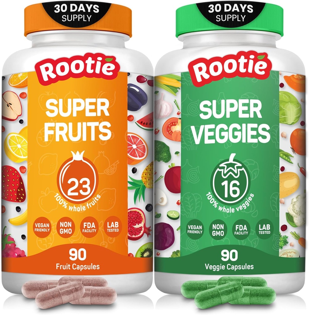 Frutas y verduras Suplemento Powerfull Blend of 39 Whole Fruits and Veggies, Fills Nutritional Gaps, Get Energy, Well-being. Estados Unidos hizo libre sin GMO/Vegan/Gluten. Paquete Mayo Vary (30 Day Supply)