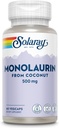 SOLARAY Monolaurin 500mg de coco natural - Suplemento Monolaurin para el apoyo nutritivo poderoso - Garantía de devolución de dinero de 60 días, Lab Verified - 60 Servimientos, 60 VegCaps