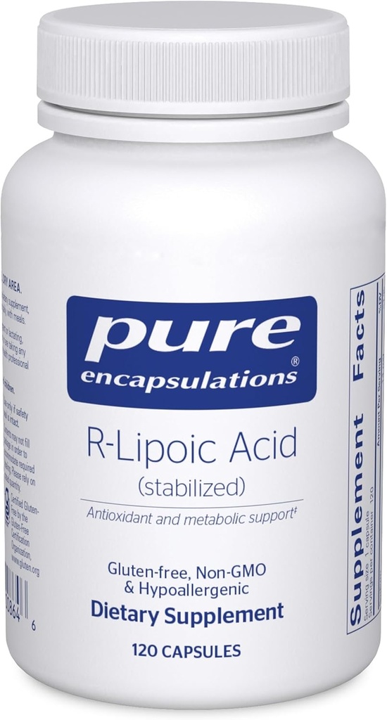Pure Encapsulations R-Lipoic Acid (Stabilized) | Hypoallergenic Supplement with Enhanced Antioxidant Protection and Metabolic Support | 120 Capsules