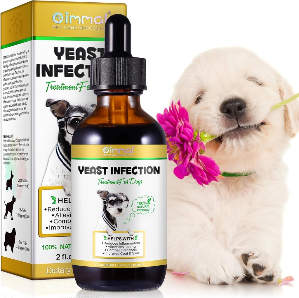 Tratamiento de la infección por levaduras para perros, Tratamiento de la infección por el oído de perros apoya el alivio saludable de la inflamación, alivio de la alergia " Más 2 oz