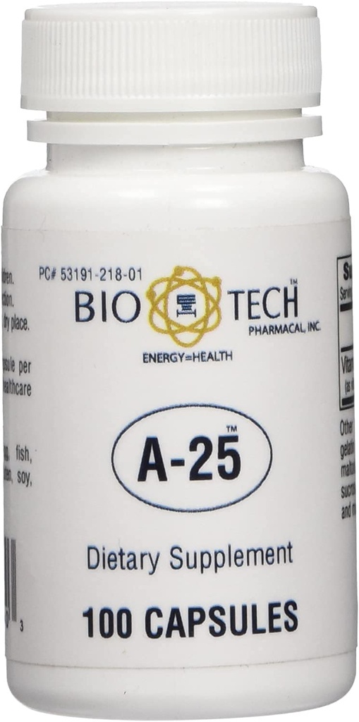 A-25 Vitamina A Palmitate Suplemento dietético Para visión inmuno Crecimiento celular metabolismo óseo - 100 cápsulas