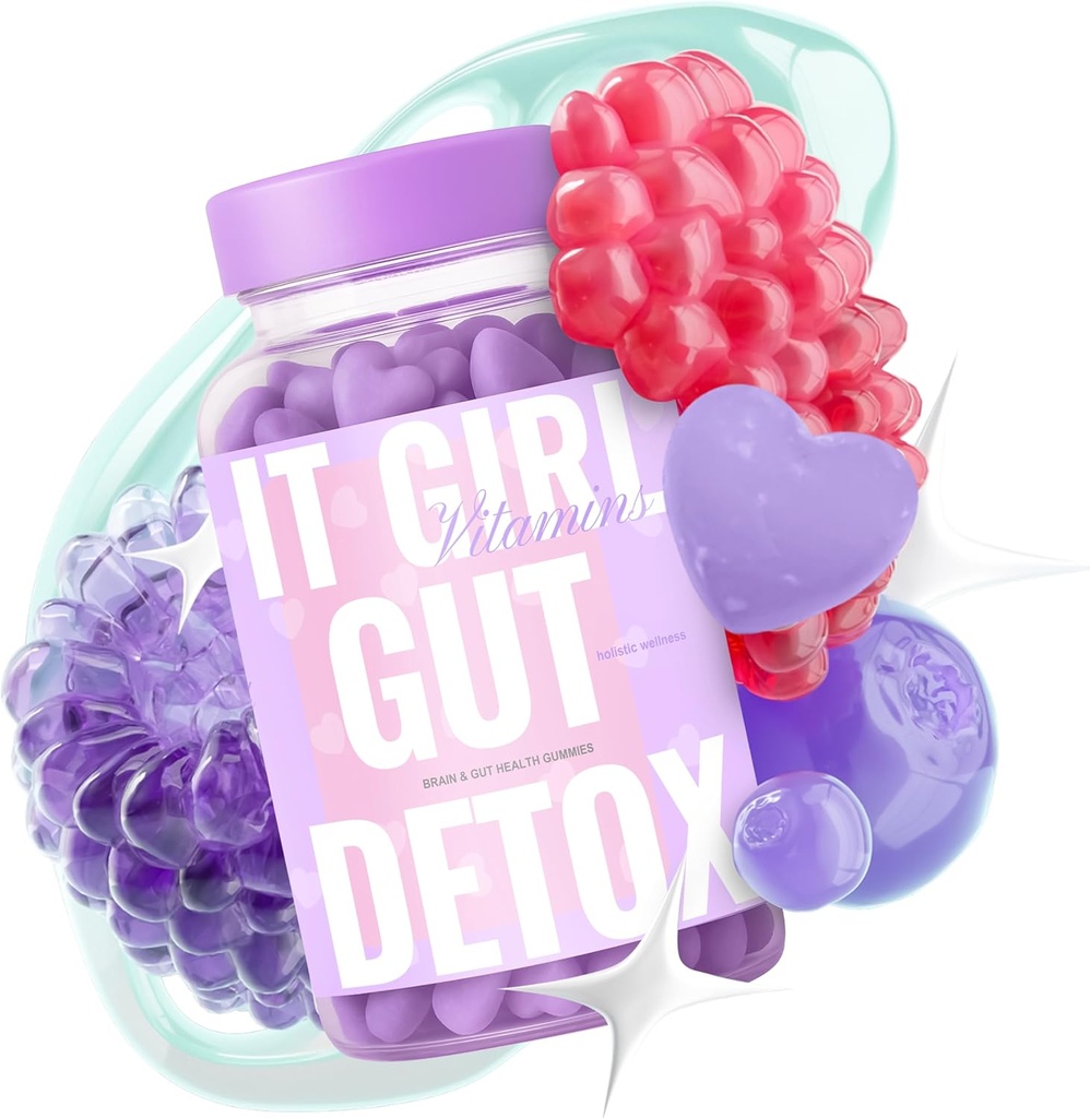 Gut Health Gummies for Women - Daily Detox + Superfoods, Probiotics 6Bill CFUs, Digestive Enzymes, Bloating Relief, Metabolism, Weight Loss, Brain, Mood, Hormonal Balance, Beauty, Vegan, Kosher, 60ct