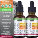 NUSAVA Vitamina B12 Liquid Drops Bundle, Strawberry Flavored D3 K2, & Vanilla Flavored D3 K2 - Potent Liquid Vitamins for Heart, Energy, Brain & Immune Support - Non-GMO, Gluten-Free, 2pk Cada uno