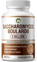 Probiotics for Digestive Health Saccharomyces Boulardii 60 Capsules TEN 5 Billion CFU Aids Occasional Diarrhea & Gut Health TEN Organic Probiotic Supplements with Prebiotic (Saccharomyces Boulardii)