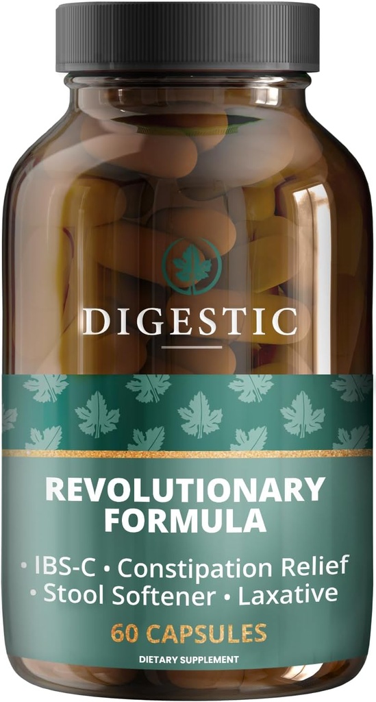 Digestic - Laxative for Constipation Relief, Stool Softener for IBS Severe and Strong Constipation 100% Natural - 60 cápsulas - Colon Cleanse, Detox Cleanse, Gas and Bloating Stomach Relief for Adults