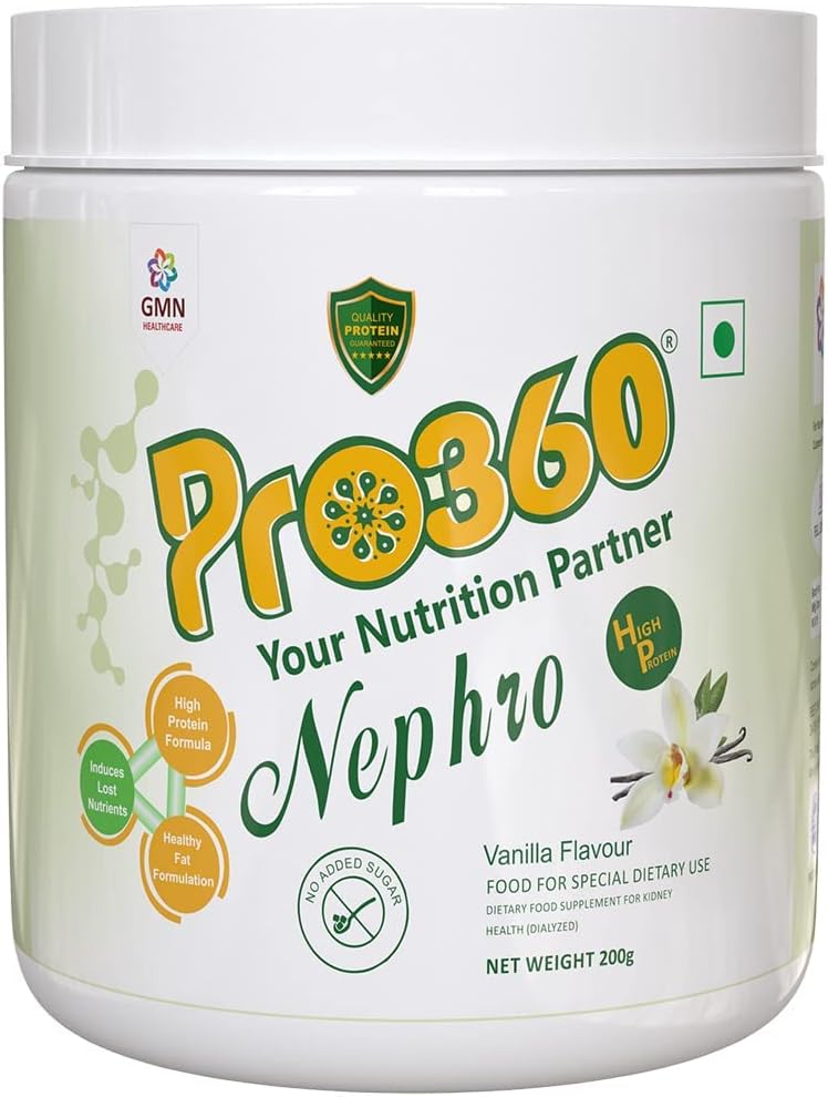 Nepeta Nephro Dialisis Proteína Cuidado Suplemento Nutricional Polvo L-Carnitina para la salud renal – No Añadido Azúcar, Vainilla sabor 200g