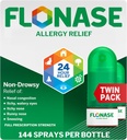 Flonase Alivio de la Alergia Nasal Spray, 24 horas Medicina de la Alergia No Dolorosa, Metered Nasal Spray - 144 Sprays (Pack of 2) - Caída y Alivio de la Alergia Estacional