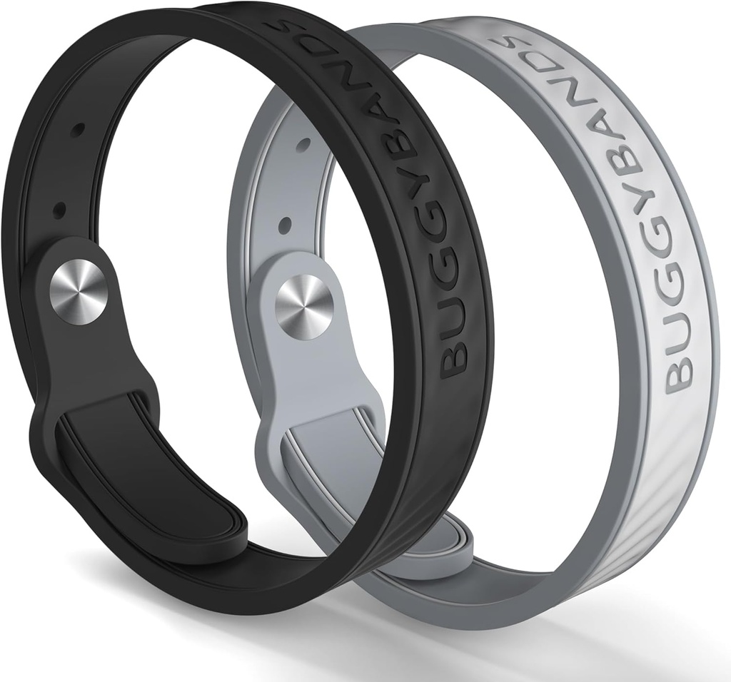 Pulseras repelentes de mosquitos, 2 Bandas repelentes de silicona de silicona con bandas de insectos libres de DEET, naturales y resistentes al agua para niños y adultos, protección de viaje al aire libre (Black limitadaGrey)