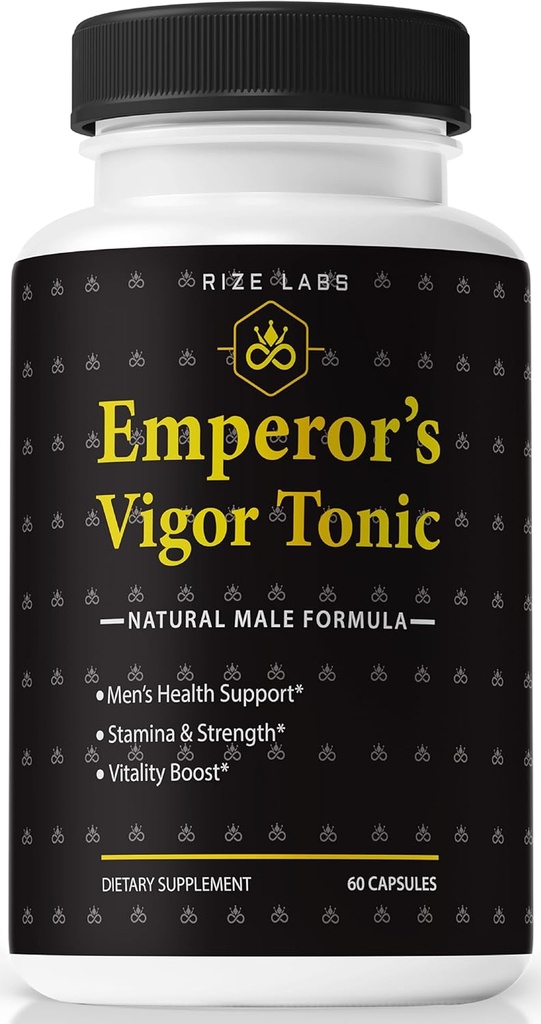 rize labs - Emperador Vigor Tonic para Hombres, Todo Natural Suplemento dietético para mejorar el rendimiento, cápsulas para promover la resistencia y la energía (60 cápsulas)