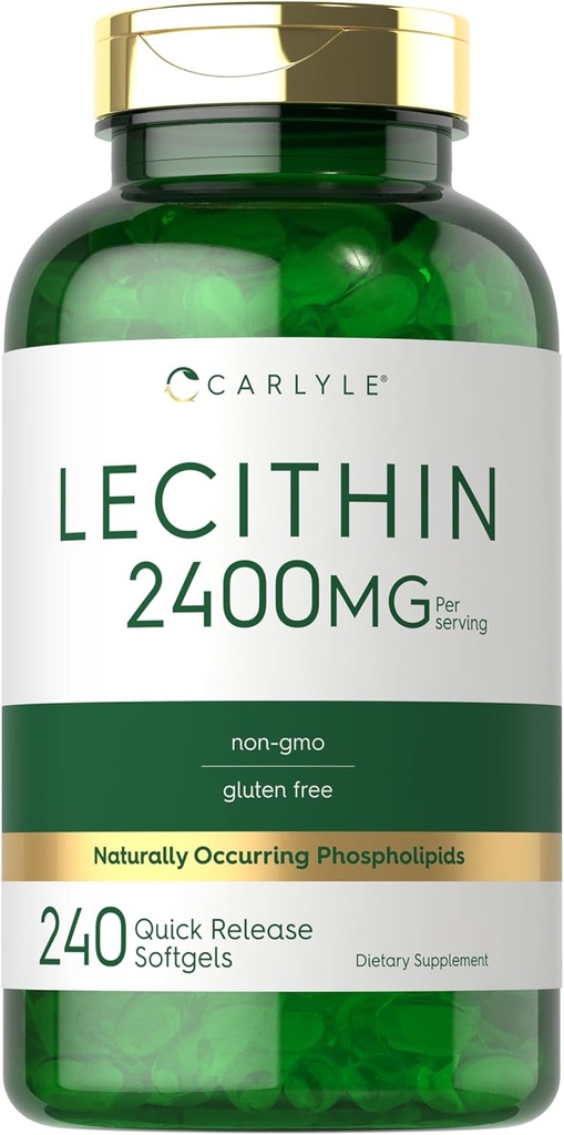 Carlyle Lecithin Suplemento Silencio 2400mg  240 Softgel Capsules Silencio con Phospholipid naturalmente-Occuring
