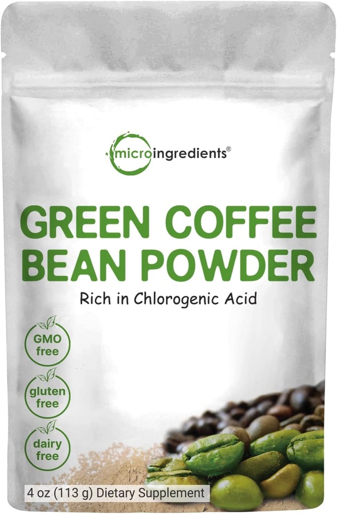Extracto de grano de café verde puro, 4 onzas, Filler Gratis con cafeína natural, suplemento de quemado de grano de café verde con 50% ácido clorogénico, apoya el metabolismo y la gestión de peso, amistoso vegano