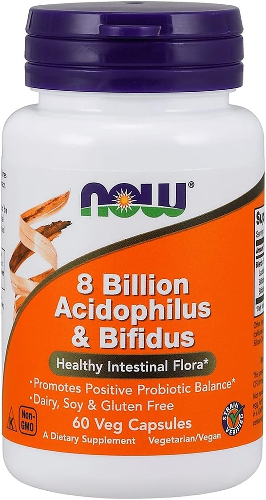 AHORA Alimentos Acidophilus &amp; Bifidus 8 Billones VCaps, 60 ct