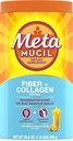 Metamucil Fibra diaria + colágeno, Psyllium Husk Powder, Suplemento de fibra de base vegetal, libre de azúcar con Stevia, Suplemento de fibra de 3 en-1 para la salud digestiva, sabor a naranja, 90 dosis
