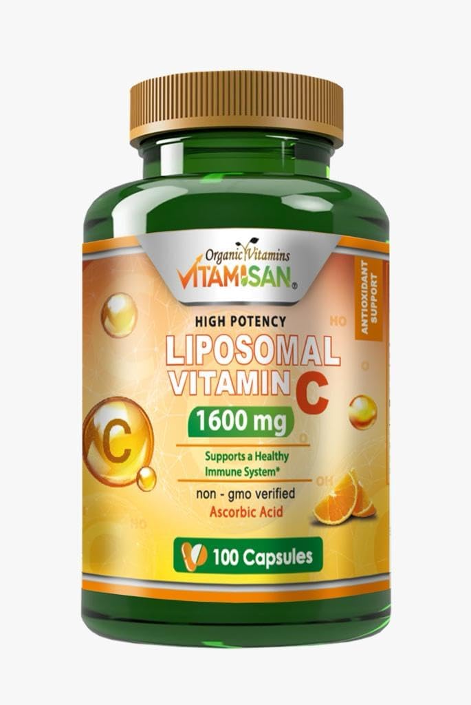 VITAMISAN Liposomal Vitamina C - 100 cápsulas - Ácido ascórbico de alta absorción - May Support Sistema inmunitario &amp; Reforzamiento de colágeno no GMO Potencial Antioxidante