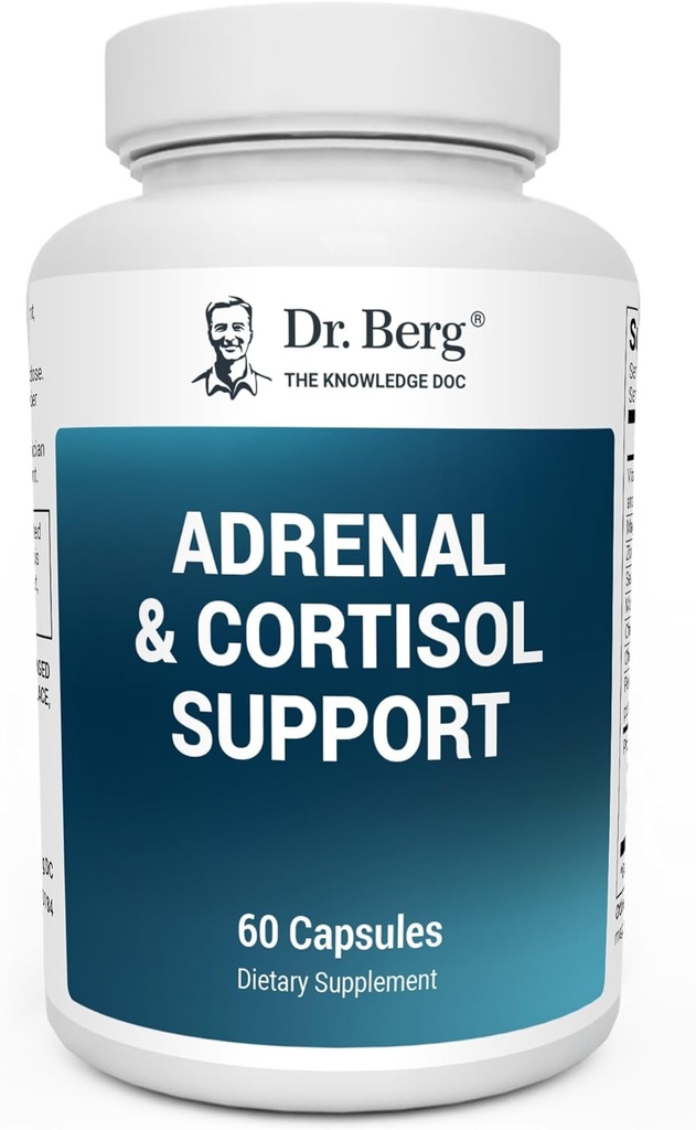 Dr. Berg Adrenal " Cortisol Capsules - Suplemento Adrenal " Gerente de Cortisol - Mood, Focus, Relax and Stress Support - Suplementos adrenales con extractos de Ashwagandha - 60 cápsulas