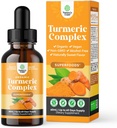 Organic Turmeric Liquid Drops for Adults - Turmeric Curcumin with Black Pepper, Cinnamon & Ginger Extract Liquid for Joint Pain, Mobility & Inflamation - Curcumin Drops for Immune Support - 60ml (2oz)