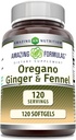 Amazing Formulas Óleo de orégano con el suplemento de hinnel de jengibre 120 Softgels ← No Gluten-Free TEN Made in USA