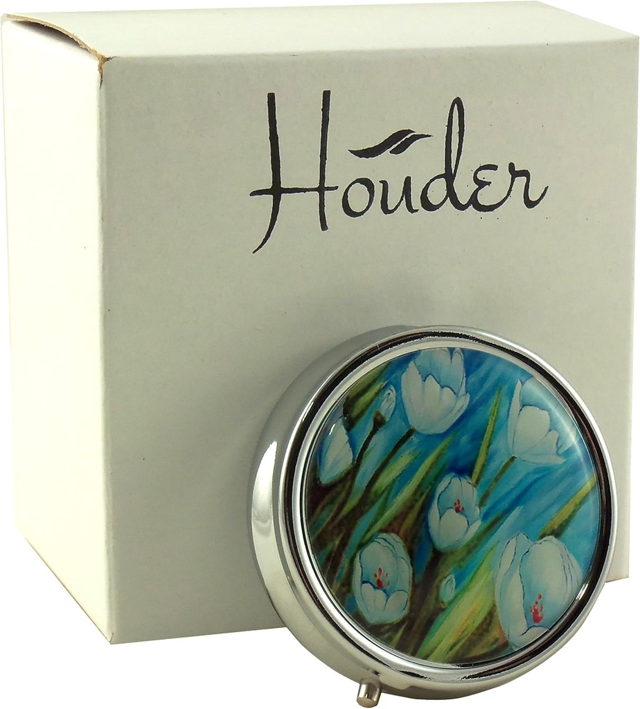 Caja de Pill Designer por Houder - Caja de Pill Decorativa con Caja de Regalos - Carry Your Meds in Style (Tulips)