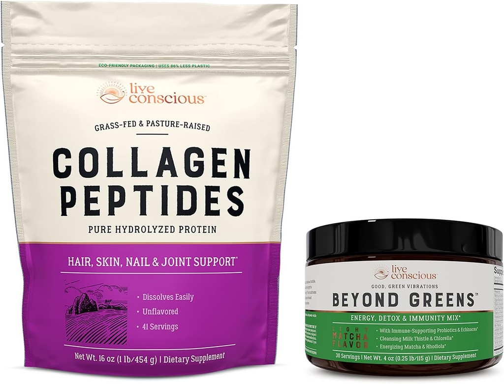 Collagen Peptides > Más allá de los Verdes ← Pelo, Esquí, Nail y Soporte Conjunto + Boosto Inmuno, Detox, & Energy