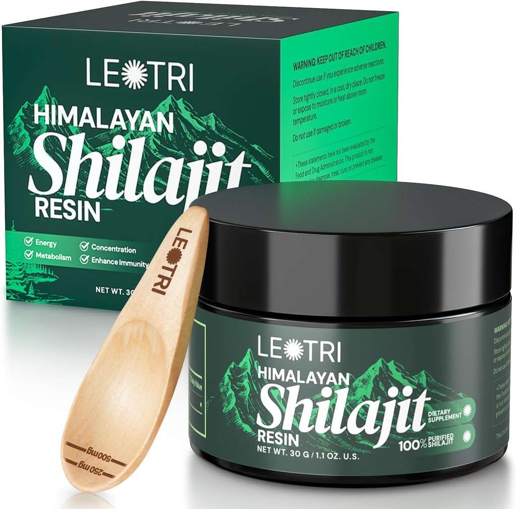 Shilajit Pure Himalayan Organic Shilajit Resin: Authentic Fulvic Acid with 85+ Trace Minerals - Gold Grade Natural Siberian Shilajit Supplement for Energy Immune Support, 1.1 OZ
