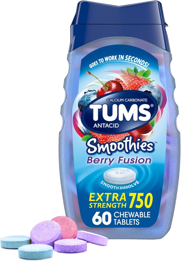 TUMS Antacid Smoothies Berry Fusion Tablets 60 Conde