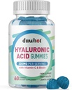 Gummies de ácido hialurónico, Suplementos de ácido hialurónico con vitamina C & Biotina 5000mcg para la piel, el cabello, salud de uñas, suplementos conjuntos para hombres de mujeres, bajo azúcar, vegano, no GMO, 60 condes