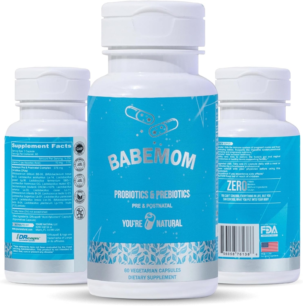 YOU'RE NATURAL Pre & Postnatal Probiotic & Prebiotic Vitamin for Women and Baby | 60-Day Supply