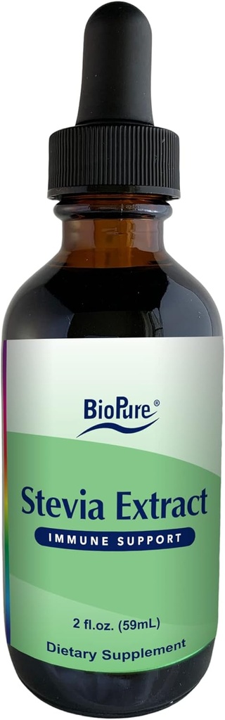 BioPure Stevia Certified Organic Extract – Allle Leaf Herbal Tincture with Bioactive Compounds to Support Immune Function, Microbiome Balance & Gut Health – 2 fl oz