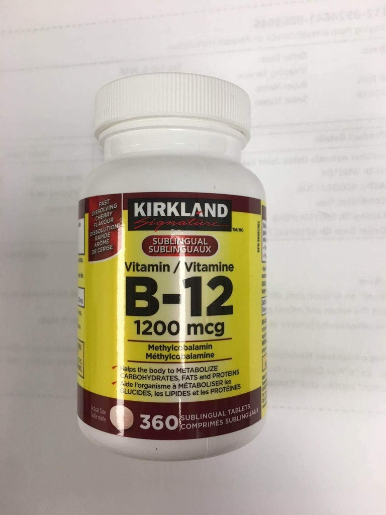 Kirkland Signature Vitamina B12, 1200mcg, 360 Tabletas