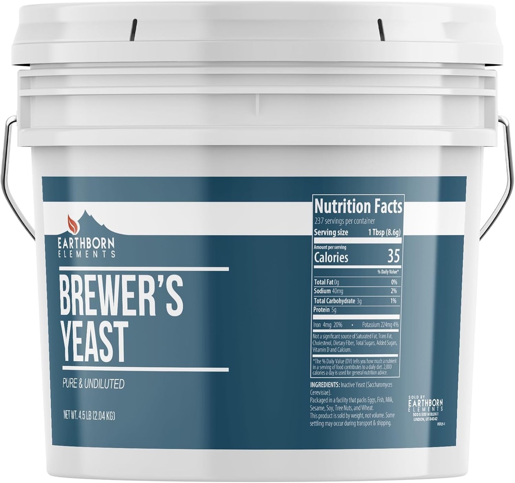 Earthborn Elements Brewer’s Yeast 1 Gallon Bucket, Pure & Undiluted, Inactive Yeast