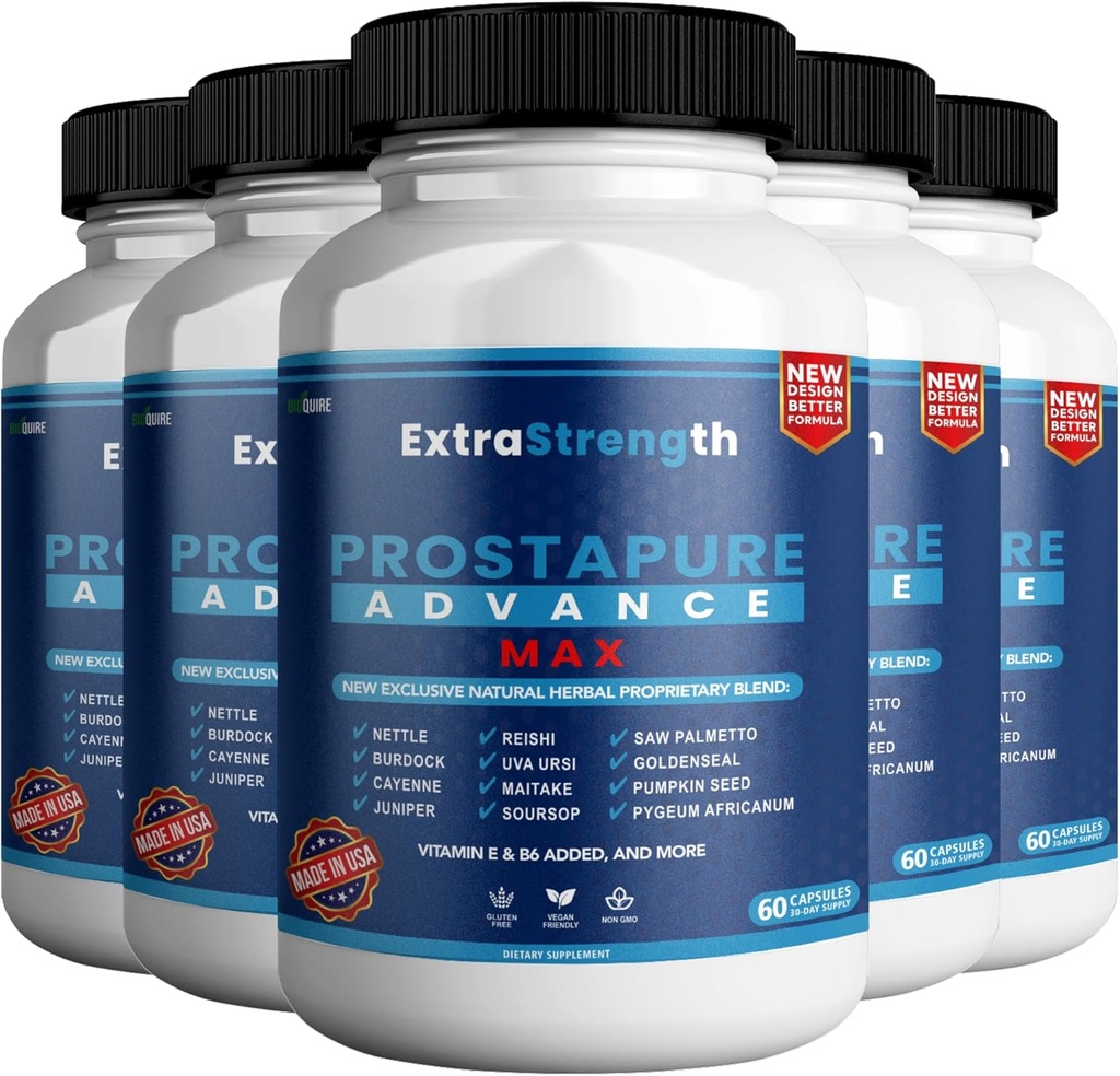 ProstaPure Advance Max Extra Strength Prostate Health Support Supplement, Saw Palmetto, Vegan, Non-GMO, Gluten-Free – 300 cápsulas (5 Pack)