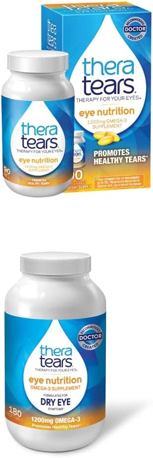 TheraTears 1200mg Omega 3 Suplemento para la Nutrición Ocular, Orgánica Flaxseed Triglyceride Fish Oil " VIT E,90 Cuenta con Thera Tears 1200mg Omega 3 Suplemento para la Nutrición Ocular, " Vitamina E, 180 Cuenta