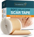 NUVADERMIS Silicone Scar Tape for Surgical Scars - 120" x 1,5" Roll - Medical Grade Scar Tape for Wrinkles, Surgical Scars, Keloid Scars, and Hypertrophic Scars - Reusable Scar Sheets Roll - 1 Pack