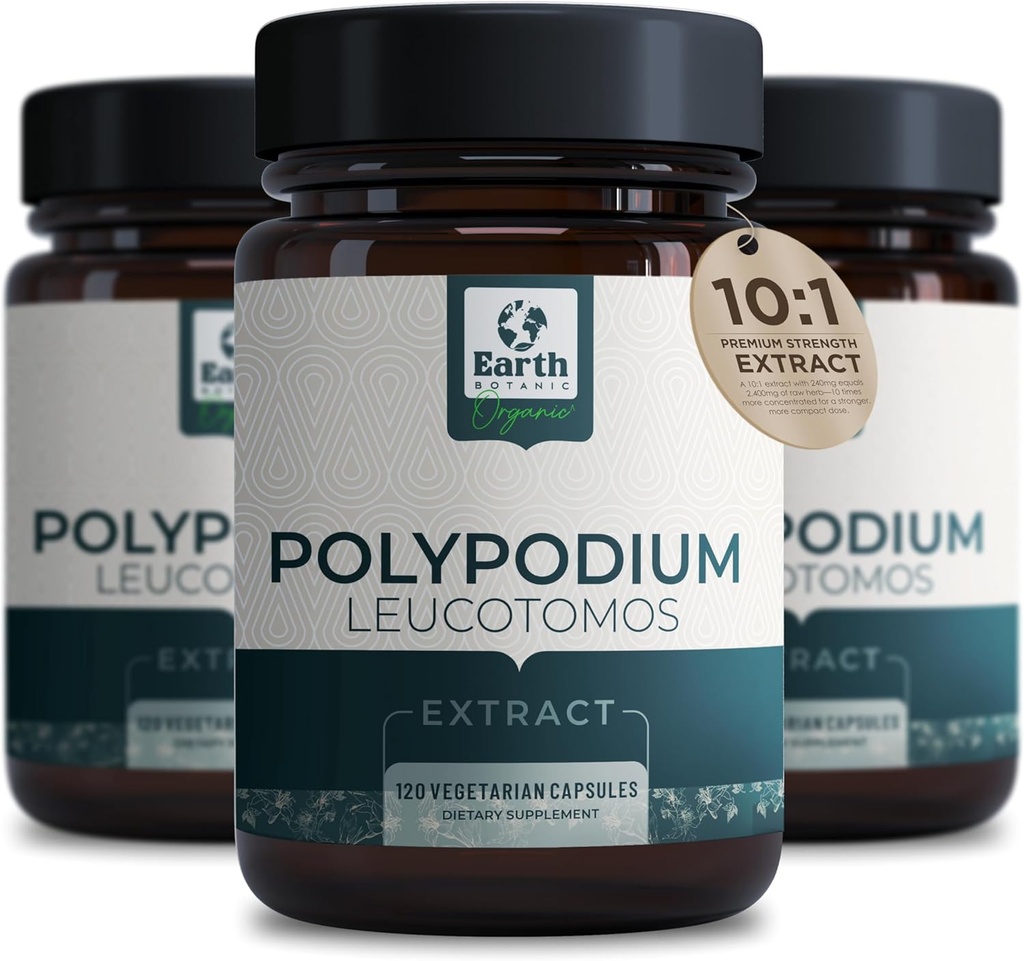 Polypodium Leucotomos Extracto 10:1, 240 mg,120 cápsulas de verduras - Soportes Natural Healthy Skin Care- Antioxidant- Natural Skin Tone- Vegetarian, Non- GMO 4 Month Supply