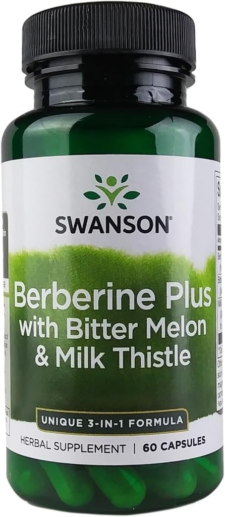 Swanson Berberine Plus con Bitter Melon & Milk Thistle - 3-in-1 Fórmula 60 Caps