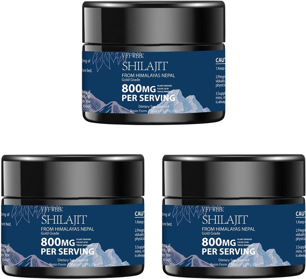 800mg Shilajit Puro Himalayan Orgánica Shilajit Resin-Gold Grade Shilajit para Hombres y Mujeres con 85+ Trace Minerals & Ácido Fulvic-100% Natural Shilajit Suplemento para Energía &amp; Apoyo Inmunitario -50 Gramos