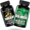Sea Moss y shilajit Bundle - 90 Cuenta - Sea Moss, Black Seed Oil, Ashwagandha, Turmeric " Shilajit, Burdock, Bladderwrack 21 en 1 Suplementos (2 Packs) Brown-2