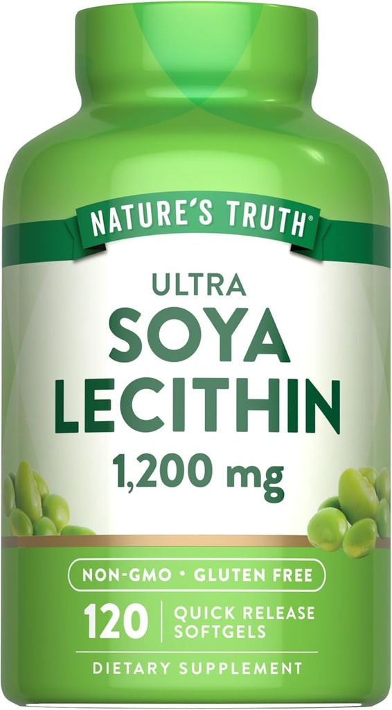 Verdad de la naturaleza Ultra Soy Lecithin 1200 mg TEN 120 Softgels TENIDO Non-GMO, Gluten Free Supplement