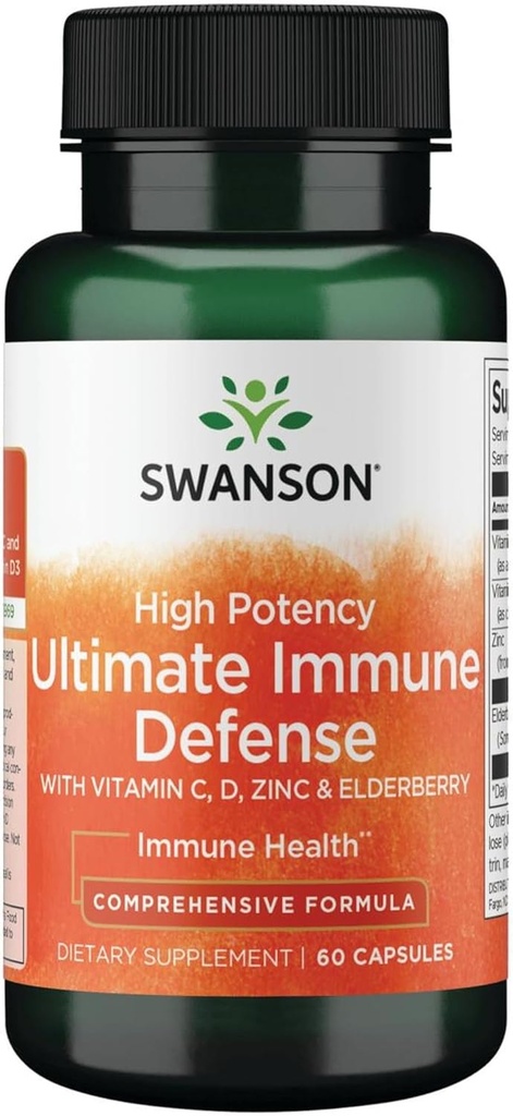 Swanson High Potency Ultimate Immune Defense con C, D, Zinc &amp; Elderberry 60 Caps