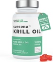 Krill Oil Omega 3 Capsules High Strength 1000mg | Sustainably Fished in Antarctic | 60 Red Softgels | Joint Care Supplements | with Powerful Antioxidant Astaxanthin and Phospholipids for Absorption