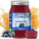 ACEYO (18 OZ) Irish Sea Moss Gel Organic Raw Vegan Blueberry Flavor 102 Vitaminas y Minerales Wild Harvested Non-GMO Immune Defense Booster Thyroid Digestive Support