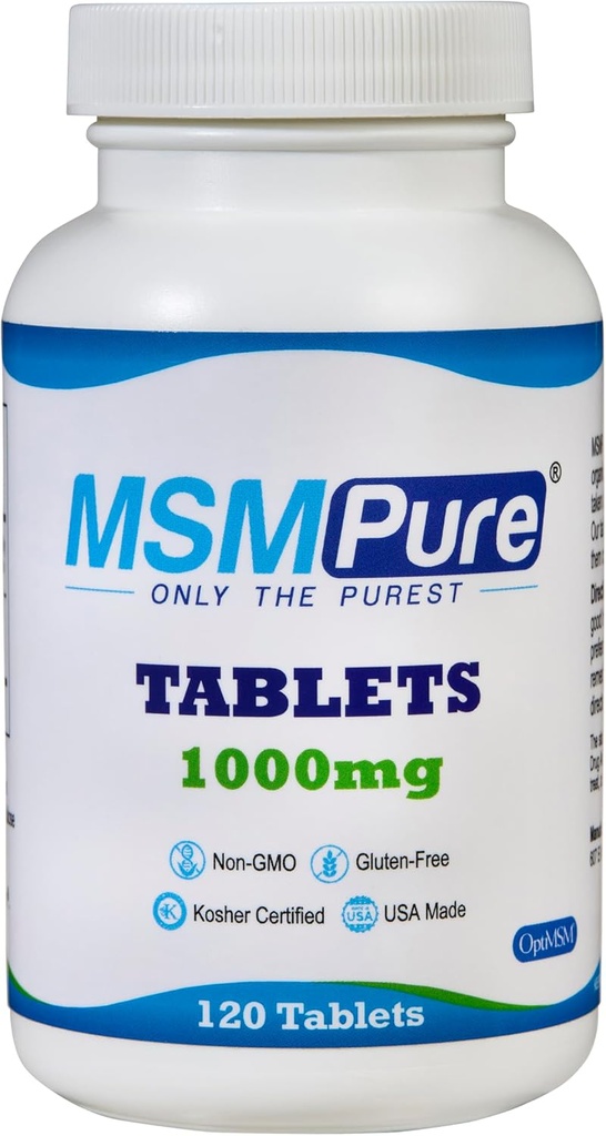 KALA HEALTH MSMPure MSM Tablets – 1000 mg US-Made MSM por Tablet for Joint Health, Skin Appearance, Hair & Nail Support – Coated for Easy Swallowing, Tasteless – 120 Conde