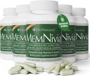 Suplementos cerebrales de MemNivia para la memoria " Focus TENIENDO Fórmula de células madre de doble sabio con Cognivia®, Bacopa, Holy Basil " Ginger TENIDO Clínicamente Probada Claridad mental Soporte TEN 300 cápsulas (5 botellas)