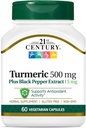 21st Century Turmeric 500 mg Plus Black Pepper Extract Vegetarian Capsules, 60 Conde