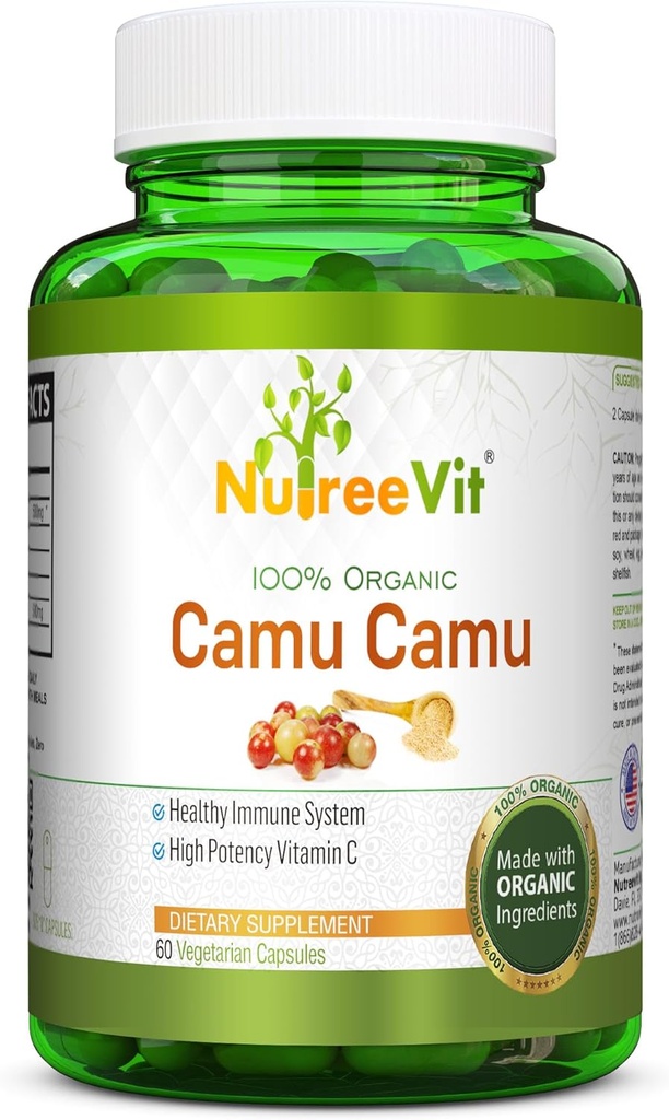 NurteeVit 100% Organic Camu Camu Capsules 500mg (60 Cuenta)