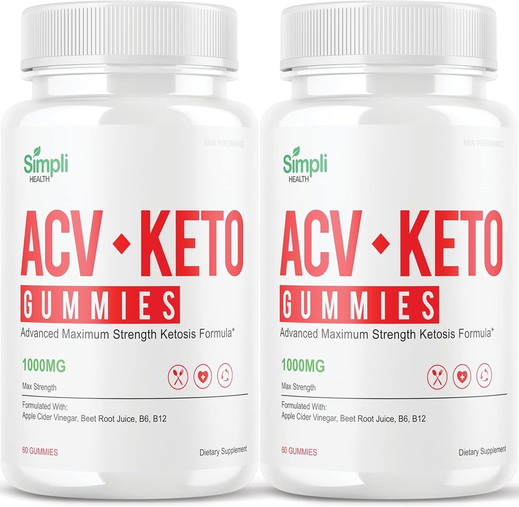 IDEAL PERFORMANCE (2 Pack) Simpli ACV Ketos Gummies Simpli Health Gummies Simplihealth Gummies Simplemente Acc (120 Gummies)