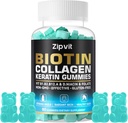 Biotina Collagen Gummies – Peluquería y uñas Vitaminas para Mujeres y Hombres – Crecimiento del Pelo Vitaminas: B1, B2, B6, B7, Collagen, Keratin, Vitamina A &amp; D – Suplemento de Crecimiento del Pelo – 60 Osos Gummy