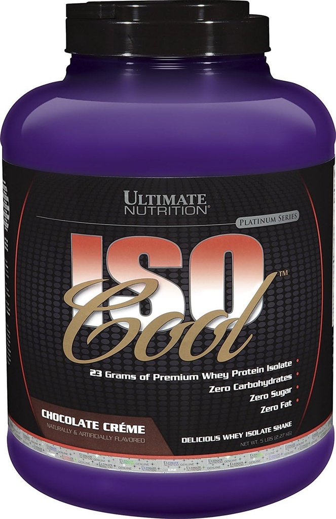 Ultimate Nutrition ISO Cool Whey Isolate Protein Powder - Keto-Friendly - Sugar, Carb y Fat-Free - 23 Gramos de Protein Por Serving, Chocolate, 5 libras